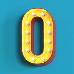 Light bulb glowing font, letter O