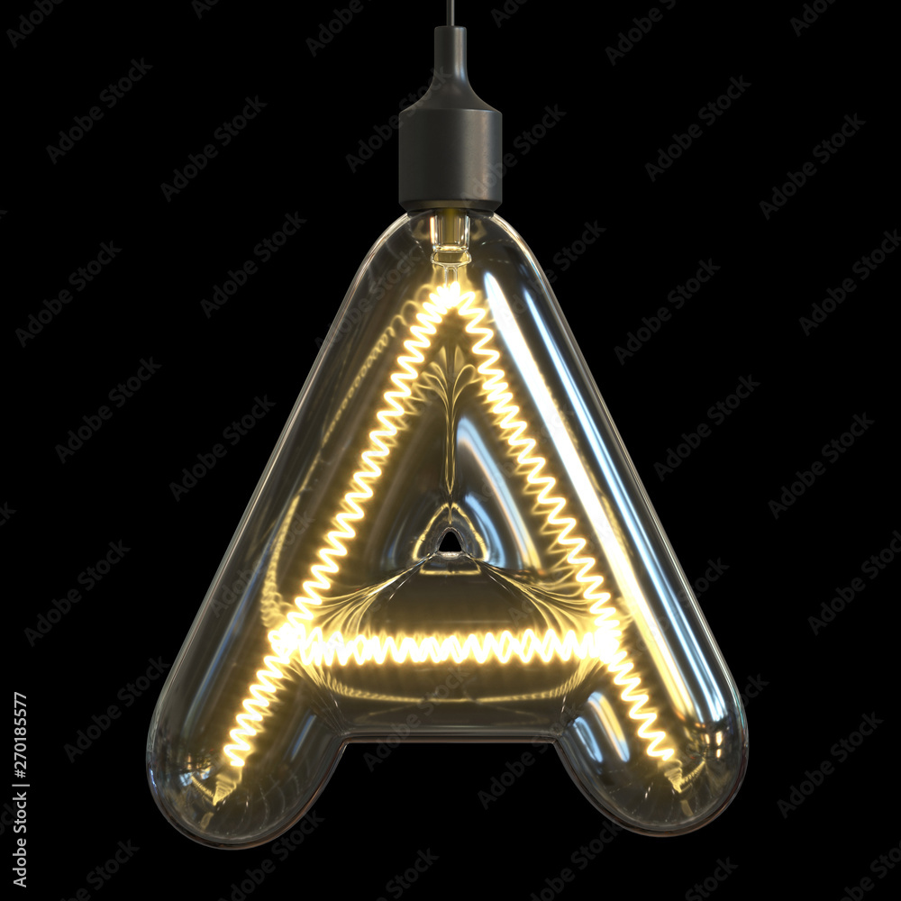 Fototapete light bulb 3d font 3d rendering letter a