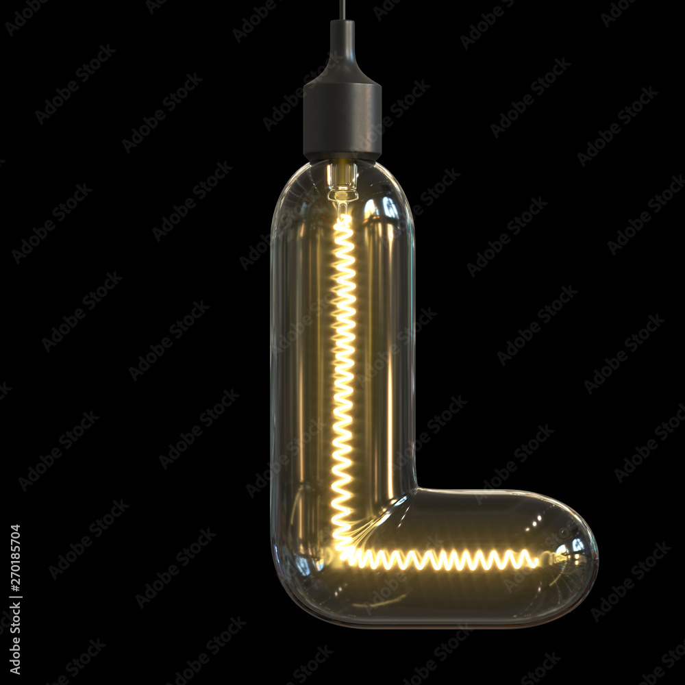 Fototapete light bulb 3d font 3d rendering letter l