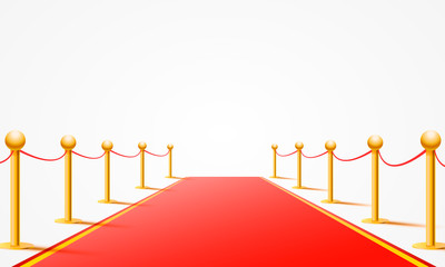 Red event carpet on the white background
