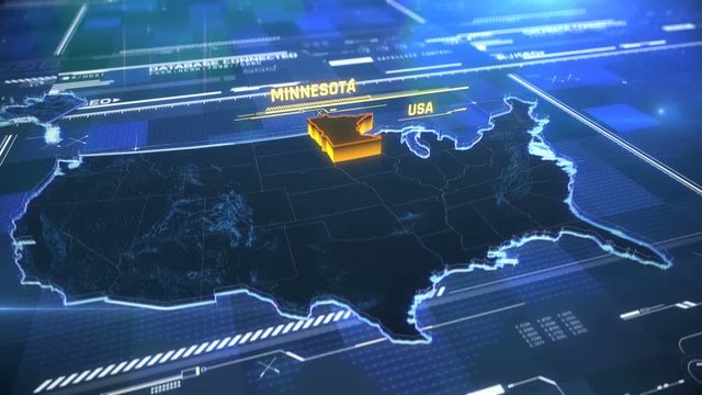Minnesota US state border 3D modern map with a name, region outline