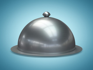 Restaurant cloche on blue background 3d rendering