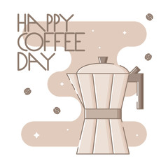 Poster template with a gazer coffee maker and lettering.