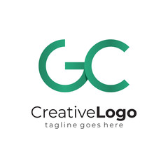 Green Circular Initial Letter G and C Business Logo Flat Vector Design