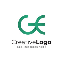 Obraz premium Green Circular Initial Letter G and E Business Logo Flat Vector Design