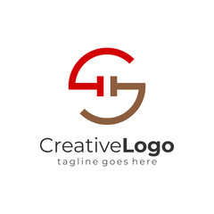 Red Brown Abstract Circular Initial Letter G and S Business Logo Flat Vector Design