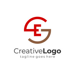 Red Brown Abstract Circular Initial Letter G and S and E Business Logo Flat Vector Design