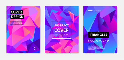 Vector set of abstract geometric covers, banners, posters, flyers, brochures. Text frame surface. a4 template design. Title sheet model set. 3d Polygonal, facet