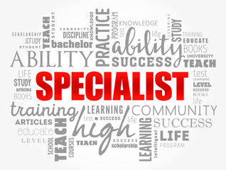SPECIALIST word cloud collage, education concept background