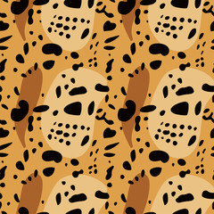 Vector animals print. Leopard seamless pattern for textile, packaging, web page background.