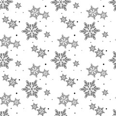 Beautiful seamless pattern with snowflake circle. Vector illustration. Winter background for Christmas or New Year design. Winter motifs