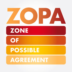 ZOPA - Zone Of Possible Agreement acronym, business concept background
