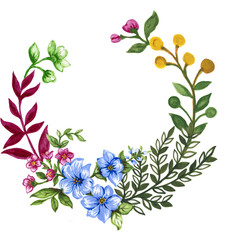 Beautiful watercolor Wedding Invitation flowers leaves foliage Arrangement wreath frame for you design hand paint