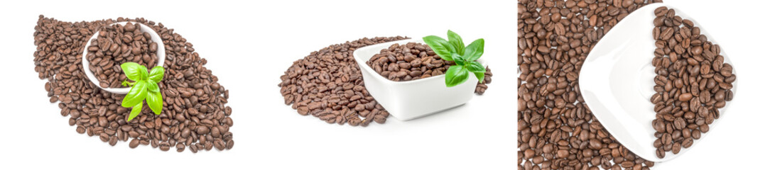 Set of coffee grains on a white background
