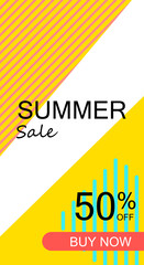 Summer sale flyer in trendy memphis style.