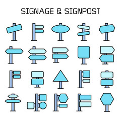 signage, billboard and signpost icons blue theme