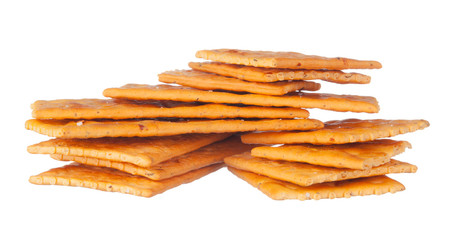 crackers pile on white background