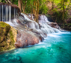 Fototapeta na wymiar Beautiful waterfall Huai Mae Khamin, Thailand