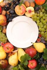 empty plate with selection of fruit