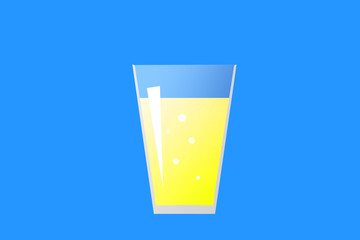 Yellow carbonated juice such as energy drink or lemon squash in a glass cup. エナジードリンクやレモンスカッシュなどの黄色い炭酸ドリンク