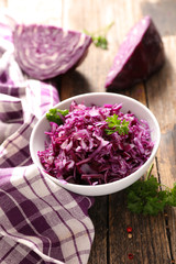bowl of grated red cabbage