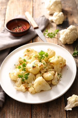 roasted cauliflower and parsley in plate