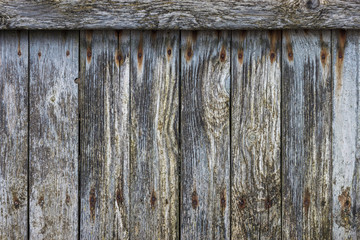 The texture of the old grunge wooden plank row with rusty nail heads