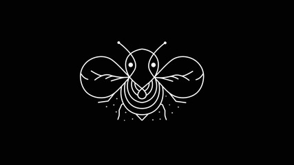 Simple dark bee logos with vector line art style