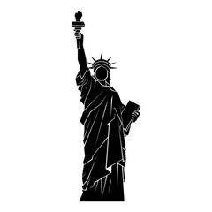 Statue of Liberty black silhouette. Isolated on white background