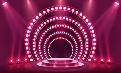 Stage Podium Scene with for Award Ceremony