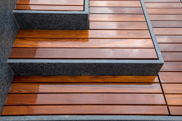 Fototapeta na wymiar Modern Staircase made in Wood and Granite Stone.