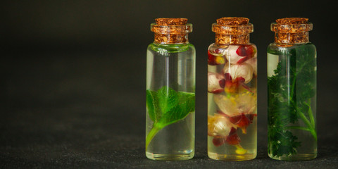 flavored oil (salad dressing) snack. food background. top