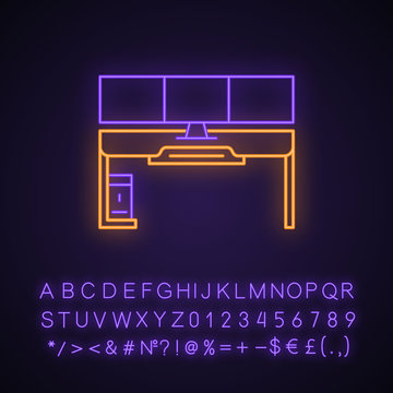 Gaming Desk Neon Light Icon