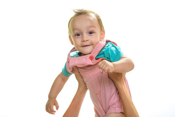 You are my little bird. Little baby boy being held in hands. Small child with adorable smile. Happy small baby. Little boy child. Happy childhood and babyhood. Early childhood development