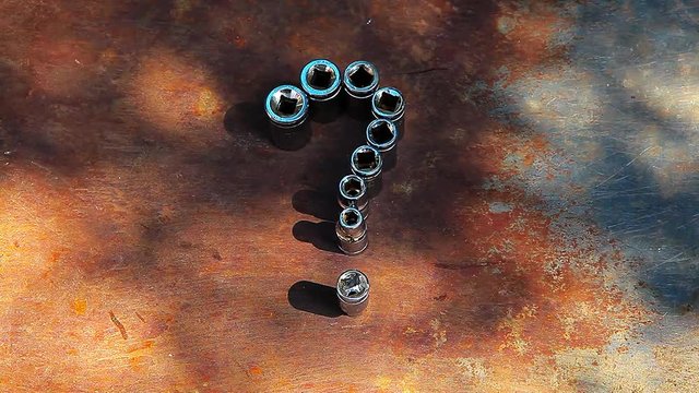 question mark construction tool metal rusty background tree shadow nobody hd footage 