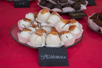 Finest collection of Hungarian cookies and cakes, on streets of Szeged city, Hungary