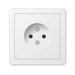 Realistic vector white socket. Isolated on white background.