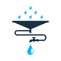 Save water. Rainwater harvest and reuse system. Ecology concept, icon.