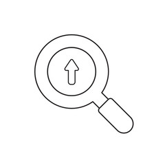 Vector icon concept of magnifying glass with arrow up.