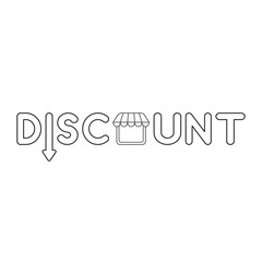 Vector icon concept of discount word with arrow down and shop store.