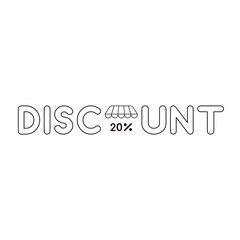 Vector icon concept of discount word with store awning and percent 20.
