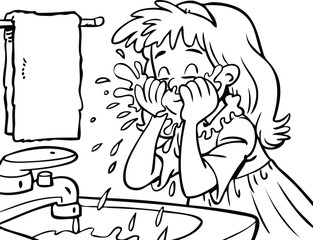 girl washing her face