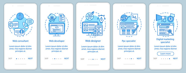 Web consulting onboarding mobile app page screen vector template