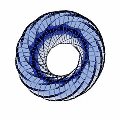 3d rendering of blue metal spiral object - isolated