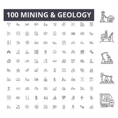 Mining line icons, signs, vector set, outline concept illustration