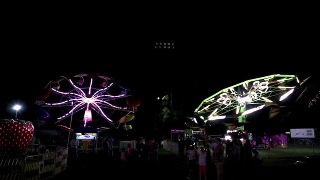 Carnival At Night And Ferris Wheel