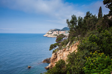 Fototapeta na wymiar Beautiful Dubrovnik coast seen from the Gradac Park