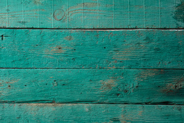 Wood surface. Turquoise Texture wood boards background