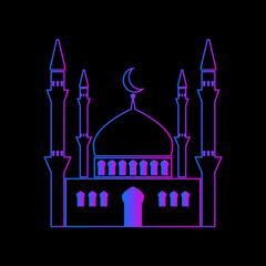 Mosque vector icon on black background