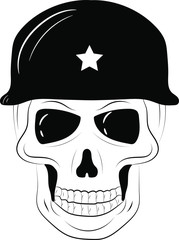 Outline skull in army helmet